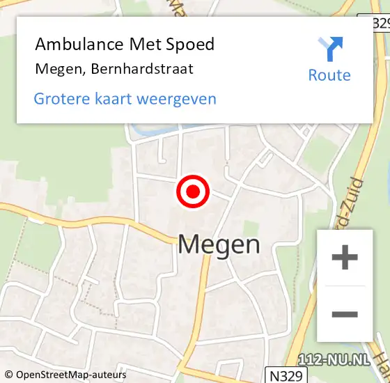 Locatie op kaart van de 112 melding: Ambulance Met Spoed Naar Megen, Bernhardstraat op 8 januari 2017 20:11