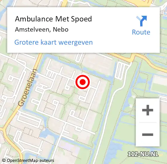 Locatie op kaart van de 112 melding: Ambulance Met Spoed Naar Amstelveen, Nebo op 8 januari 2017 20:25
