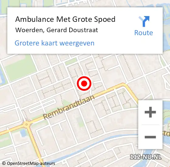 Locatie op kaart van de 112 melding: Ambulance Met Grote Spoed Naar Woerden, Gerard Doustraat op 8 januari 2017 20:52