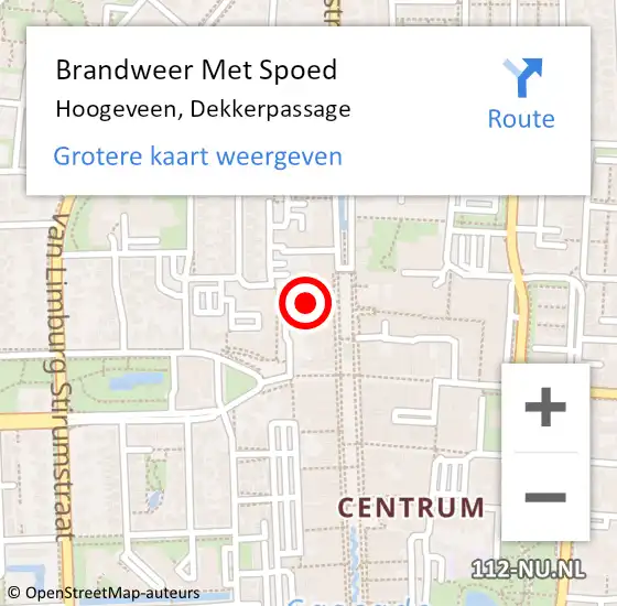 Locatie op kaart van de 112 melding: Brandweer Met Spoed Naar Hoogeveen, Dekkerpassage op 7 januari 2014 10:37