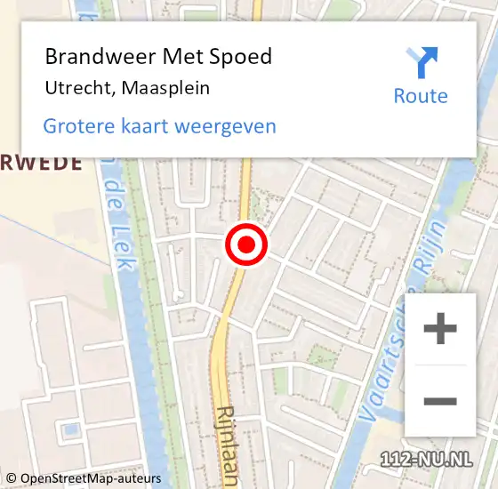 Locatie op kaart van de 112 melding: Brandweer Met Spoed Naar Utrecht, Maasplein op 8 januari 2017 21:18