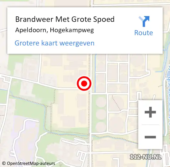 Locatie op kaart van de 112 melding: Brandweer Met Grote Spoed Naar Apeldoorn, Hogekampweg op 7 januari 2014 10:40