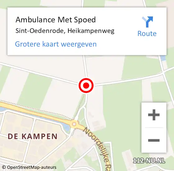 Locatie op kaart van de 112 melding: Ambulance Met Spoed Naar Sint-Oedenrode, Heikampenweg op 8 januari 2017 22:05