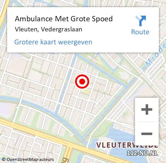 Locatie op kaart van de 112 melding: Ambulance Met Grote Spoed Naar Vleuten, Vedergraslaan op 8 januari 2017 22:11