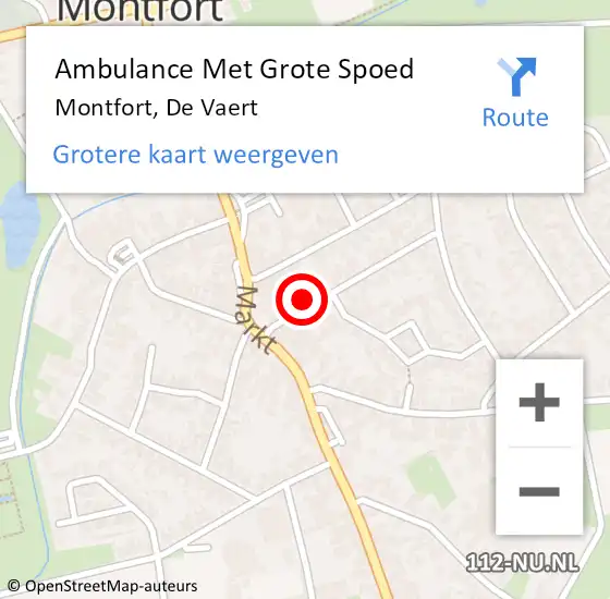 Locatie op kaart van de 112 melding: Ambulance Met Grote Spoed Naar Montfort, De Vaert op 9 januari 2017 00:41