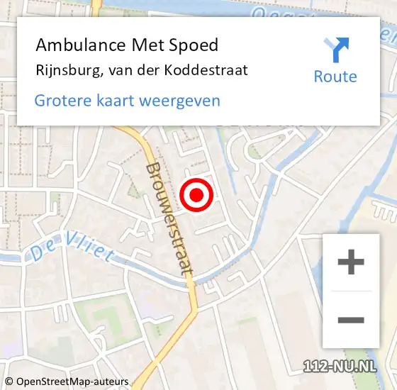 Locatie op kaart van de 112 melding: Ambulance Met Spoed Naar Rijnsburg, van der Koddestraat op 9 januari 2017 00:57