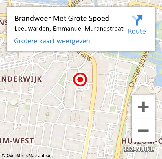 Locatie op kaart van de 112 melding: Brandweer Met Grote Spoed Naar Leeuwarden, Emmanuel Murandstraat op 9 januari 2017 02:15