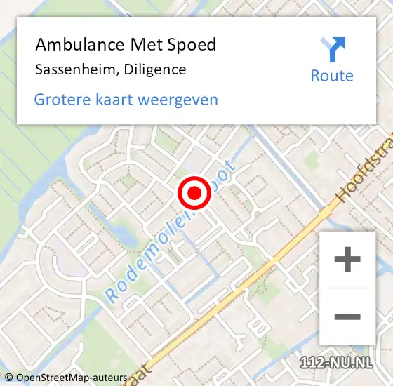 Locatie op kaart van de 112 melding: Ambulance Met Spoed Naar Sassenheim, Diligence op 9 januari 2017 03:12