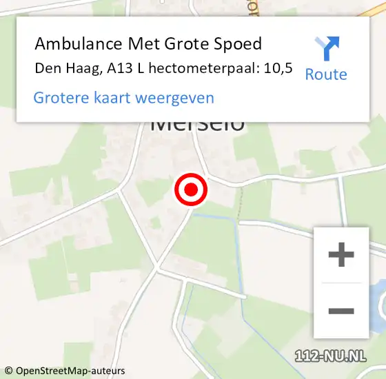Locatie op kaart van de 112 melding: Ambulance Met Grote Spoed Naar Den Haag, A20 R hectometerpaal: 10,8 op 9 januari 2017 04:00