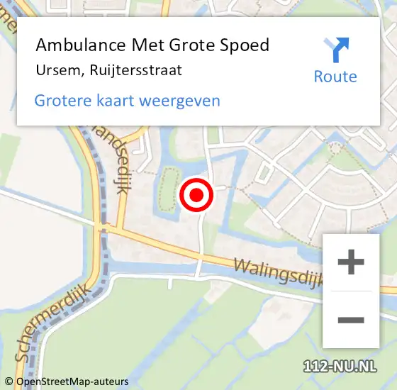 Locatie op kaart van de 112 melding: Ambulance Met Grote Spoed Naar Ursem, Ruijtersstraat op 9 januari 2017 06:29