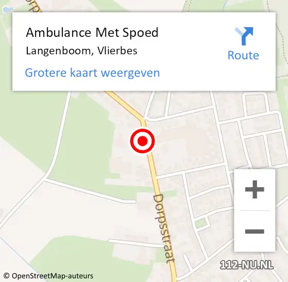 Locatie op kaart van de 112 melding: Ambulance Met Spoed Naar Langenboom, Vlierbes op 9 januari 2017 06:41