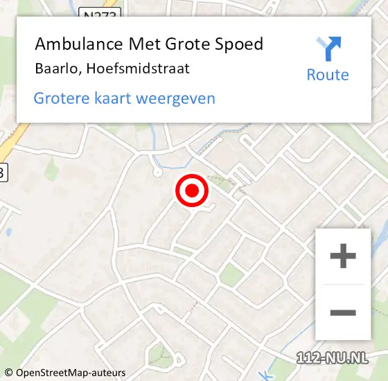 Locatie op kaart van de 112 melding: Ambulance Met Grote Spoed Naar Baarlo, Hoefsmidstraat op 7 januari 2014 11:00