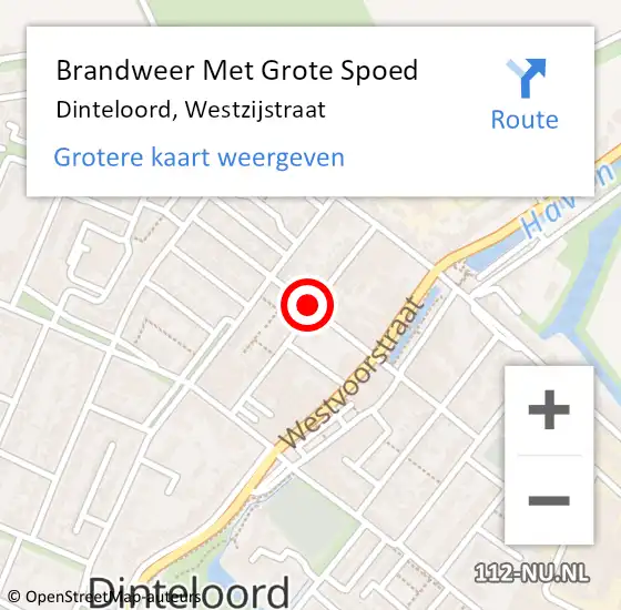 Locatie op kaart van de 112 melding: Brandweer Met Grote Spoed Naar Dinteloord, Westzijstraat op 9 januari 2017 06:56