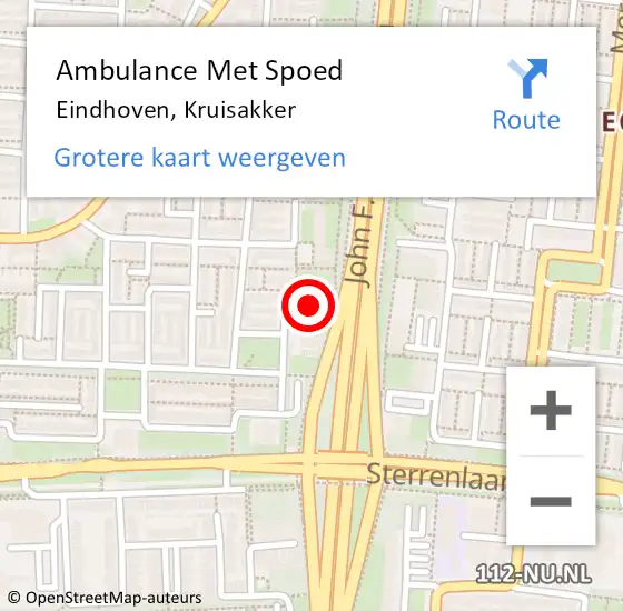Locatie op kaart van de 112 melding: Ambulance Met Spoed Naar Eindhoven, Kruisakker op 9 januari 2017 07:12