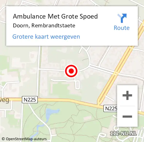 Locatie op kaart van de 112 melding: Ambulance Met Grote Spoed Naar Doorn, Rembrandtstaete op 9 januari 2017 08:22