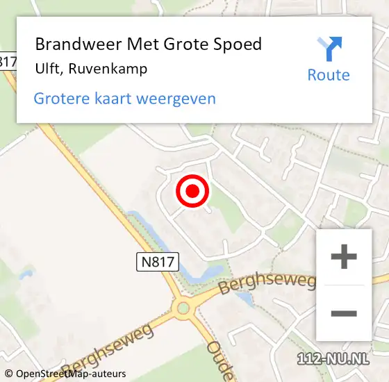 Locatie op kaart van de 112 melding: Brandweer Met Grote Spoed Naar Ulft, Ruvenkamp op 9 januari 2017 09:26