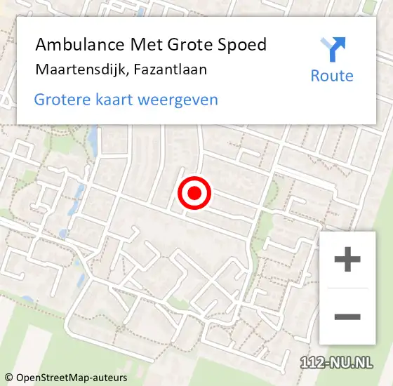 Locatie op kaart van de 112 melding: Ambulance Met Grote Spoed Naar Maartensdijk, Fazantlaan op 9 januari 2017 09:36