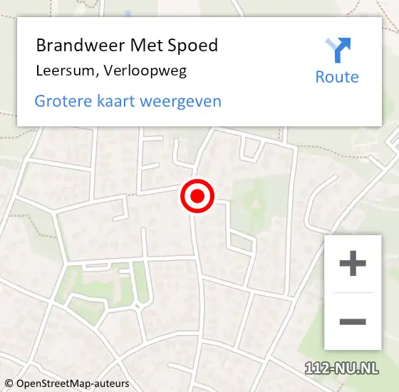 Locatie op kaart van de 112 melding: Brandweer Met Spoed Naar Leersum, Verloopweg op 9 januari 2017 09:48