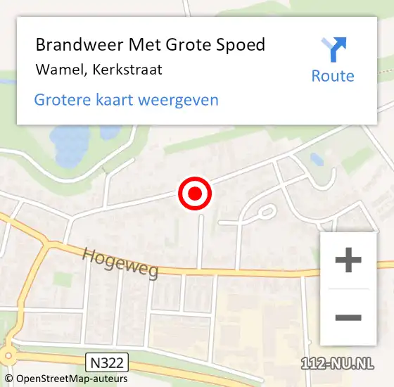 Locatie op kaart van de 112 melding: Brandweer Met Grote Spoed Naar Wamel, Kerkstraat op 9 januari 2017 09:57