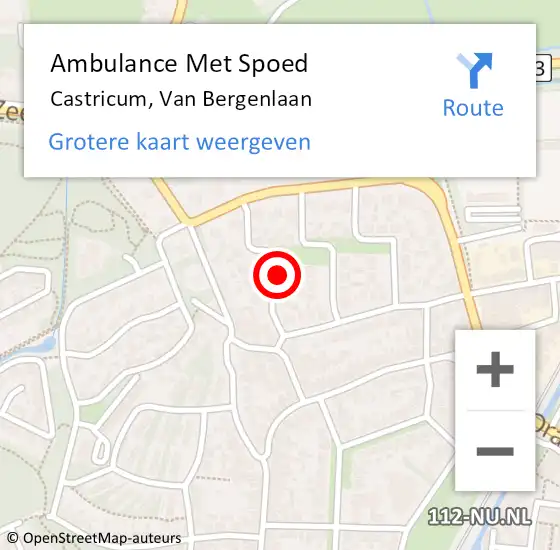 Locatie op kaart van de 112 melding: Ambulance Met Spoed Naar Castricum, Van Bergenlaan op 9 januari 2017 10:06