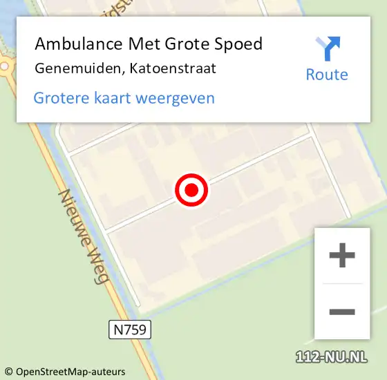 Locatie op kaart van de 112 melding: Ambulance Met Grote Spoed Naar Genemuiden, Katoenstraat op 9 januari 2017 10:31