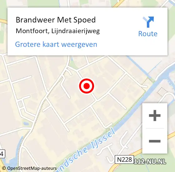 Locatie op kaart van de 112 melding: Brandweer Met Spoed Naar Montfoort, Lijndraaierijweg op 9 januari 2017 11:04