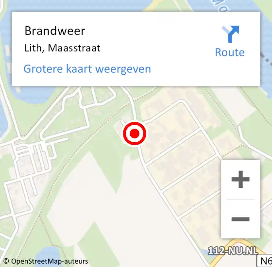 Locatie op kaart van de 112 melding: Brandweer Lith, Maasstraat op 9 januari 2017 11:08