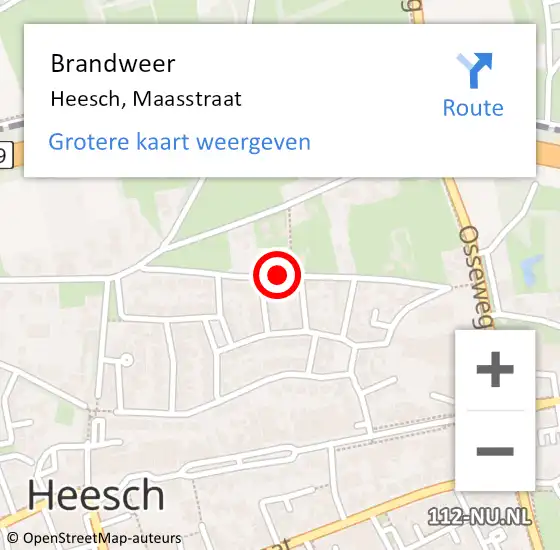 Locatie op kaart van de 112 melding: Brandweer Heesch, Maasstraat op 9 januari 2017 11:14