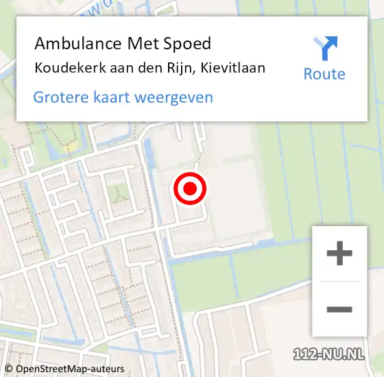 Locatie op kaart van de 112 melding: Ambulance Met Spoed Naar Koudekerk aan den Rijn, Kievitlaan op 9 januari 2017 11:28