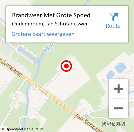 Locatie op kaart van de 112 melding: Brandweer Met Grote Spoed Naar Oudemirdum, Jan Schotanuswei op 9 januari 2017 11:40