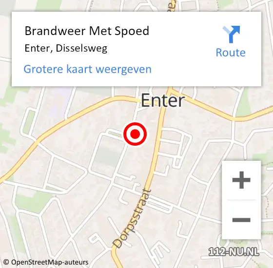 Locatie op kaart van de 112 melding: Brandweer Met Spoed Naar Enter, Disselsweg op 9 januari 2017 12:09