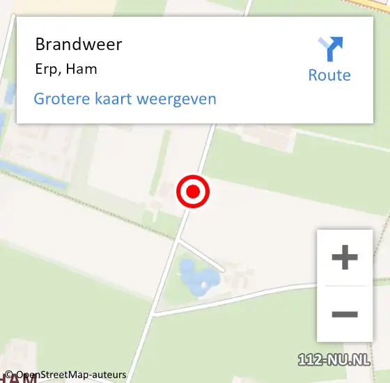 Locatie op kaart van de 112 melding: Brandweer Erp, Ham op 9 januari 2017 12:14