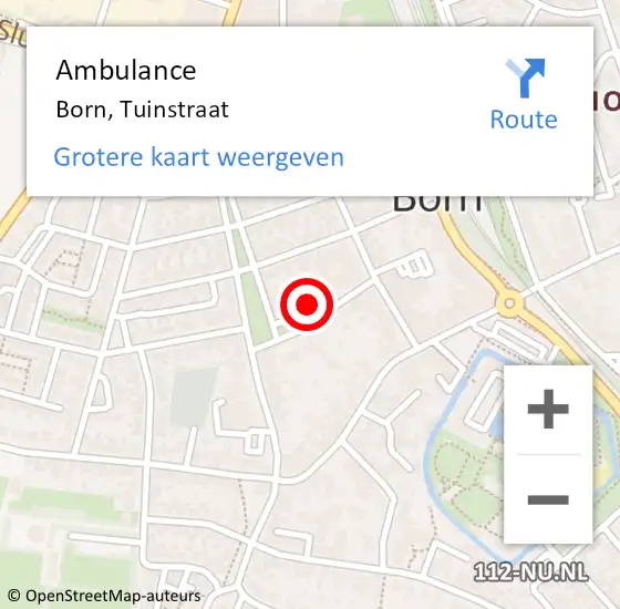 Locatie op kaart van de 112 melding: Ambulance Born, Tuinstraat op 7 januari 2014 11:46