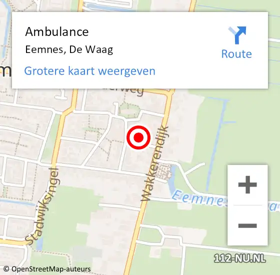 Locatie op kaart van de 112 melding: Ambulance Eemnes, De Waag op 9 januari 2017 13:07