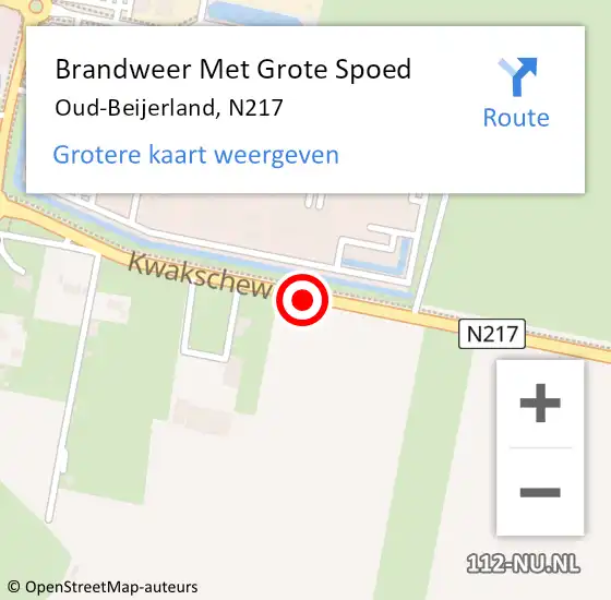 Locatie op kaart van de 112 melding: Brandweer Met Grote Spoed Naar Oud-Beijerland, N217 op 9 januari 2017 13:34