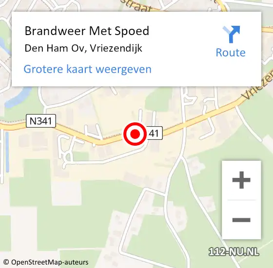 Locatie op kaart van de 112 melding: Brandweer Met Spoed Naar Den Ham Ov, Vriezendijk op 9 januari 2017 14:02