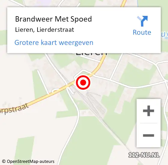 Locatie op kaart van de 112 melding: Brandweer Met Spoed Naar Lieren, Lierderstraat op 9 januari 2017 14:18