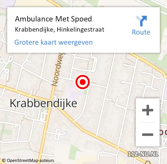 Locatie op kaart van de 112 melding: Ambulance Met Spoed Naar Krabbendijke, Hinkelingestraat op 9 januari 2017 14:58