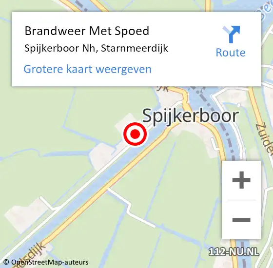 Locatie op kaart van de 112 melding: Brandweer Met Spoed Naar Spijkerboor Nh, Starnmeerdijk op 9 januari 2017 15:37