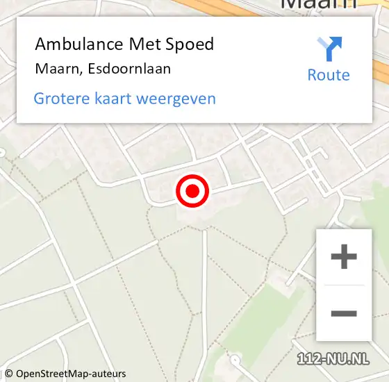 Locatie op kaart van de 112 melding: Ambulance Met Spoed Naar Maarn, Esdoornlaan op 9 januari 2017 15:40