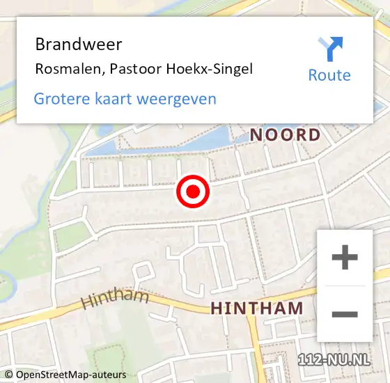 Locatie op kaart van de 112 melding: Brandweer Rosmalen, Pastoor Hoekx-Singel op 9 januari 2017 15:54