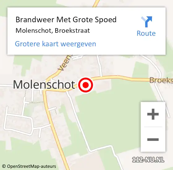 Locatie op kaart van de 112 melding: Brandweer Met Grote Spoed Naar Molenschot, Broekstraat op 9 januari 2017 16:50