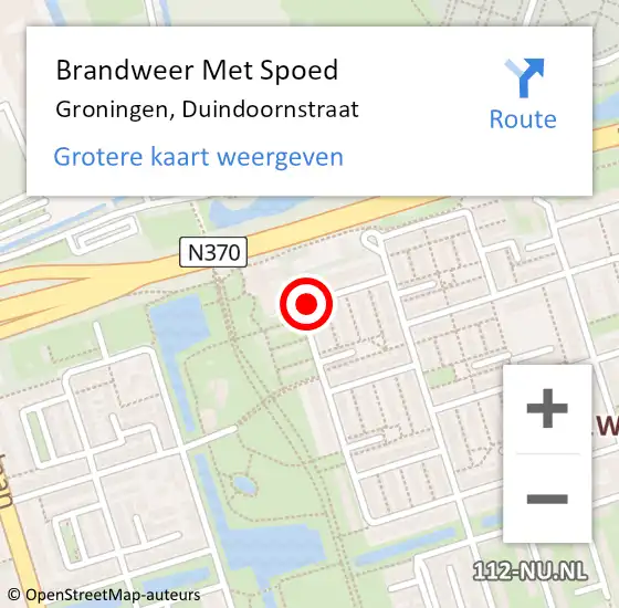 Locatie op kaart van de 112 melding: Brandweer Met Spoed Naar Groningen, Duindoornstraat op 9 januari 2017 17:13