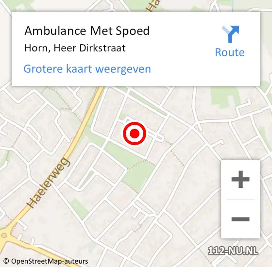 Locatie op kaart van de 112 melding: Ambulance Met Spoed Naar Horn, Heer Dirkstraat op 9 januari 2017 17:22