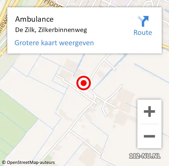 Locatie op kaart van de 112 melding: Ambulance De Zilk, Zilkerbinnenweg op 9 januari 2017 17:39