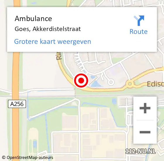 Locatie op kaart van de 112 melding: Ambulance Goes, Akkerdistelstraat op 9 januari 2017 18:04