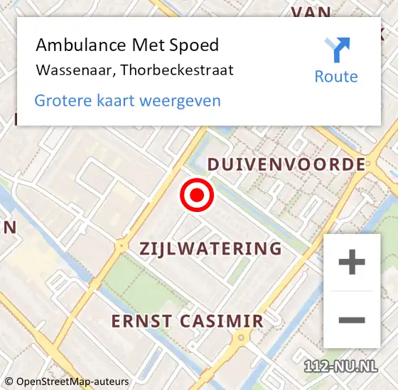 Locatie op kaart van de 112 melding: Ambulance Met Spoed Naar Wassenaar, Thorbeckestraat op 9 januari 2017 18:38