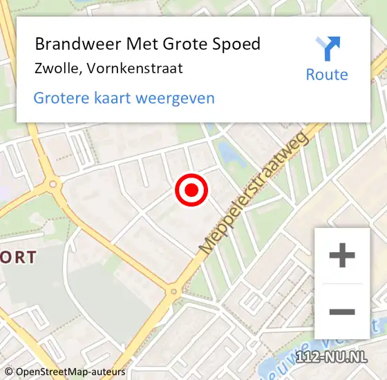 Locatie op kaart van de 112 melding: Brandweer Met Grote Spoed Naar Zwolle, Vornkenstraat op 9 januari 2017 19:34