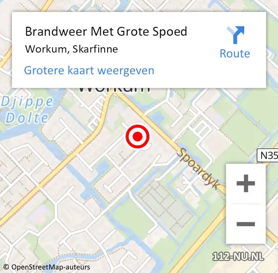 Locatie op kaart van de 112 melding: Brandweer Met Grote Spoed Naar Workum, Skarfinne op 9 januari 2017 20:06