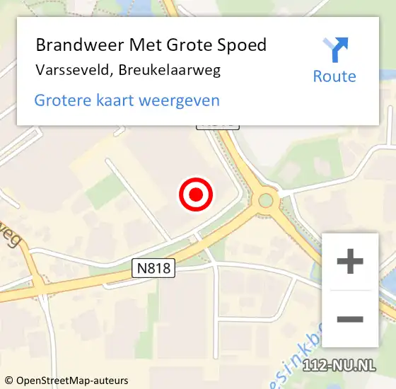 Locatie op kaart van de 112 melding: Brandweer Met Grote Spoed Naar Varsseveld, Breukelaarweg op 9 januari 2017 20:34